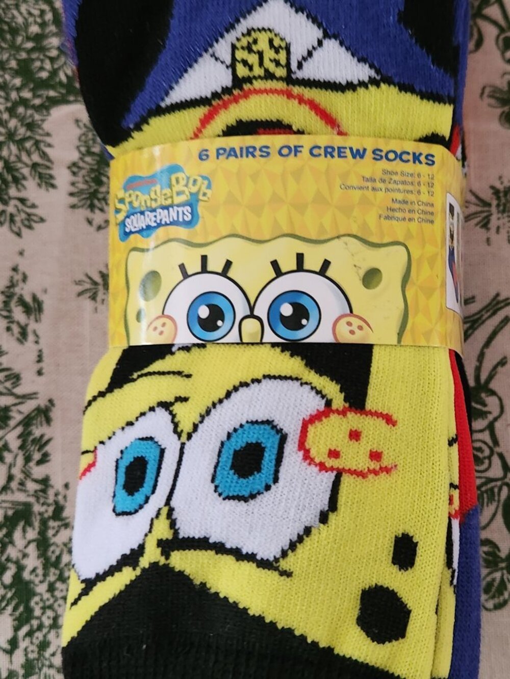 SpongeBob SquarePants 6 Pair Crew Socks New Unisex